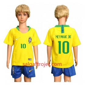 Brasilien Fodboldtrøjer Neymar Jr 10 Børn Hjemmebanesæt VM 2018